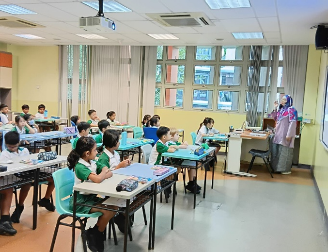 Students attending an educational talk